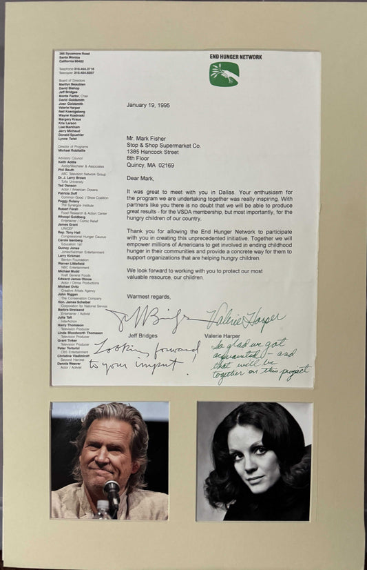 Jeff Bridges and Valerie Harper - Matted Autographs - 11x17