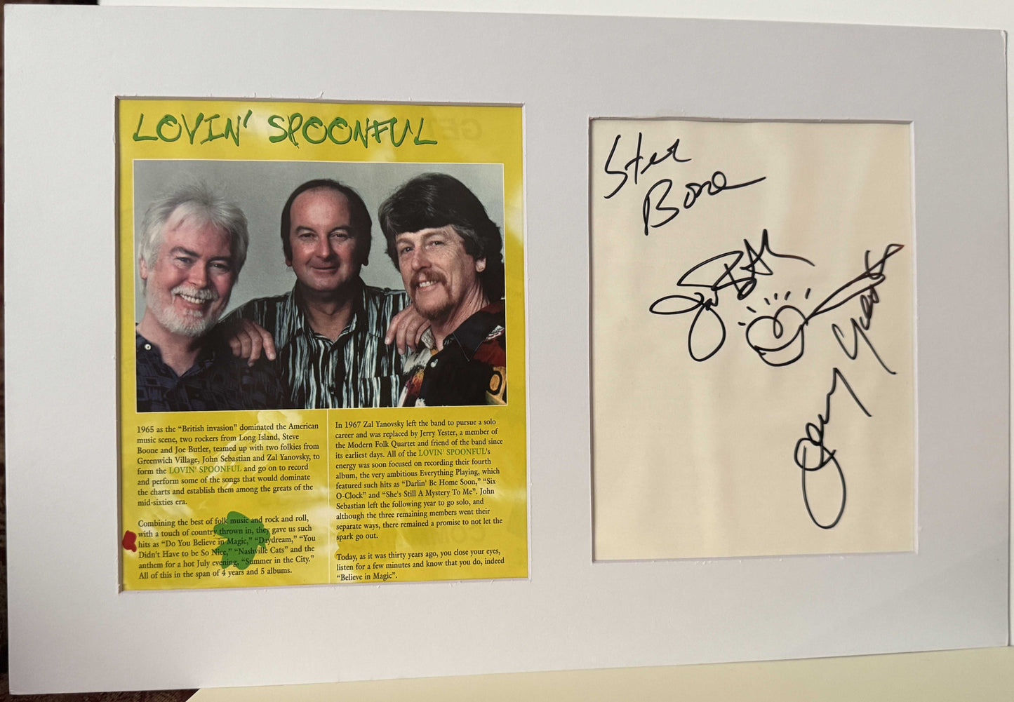 Lovin' Spoonful - Matted Autographs - 17x11