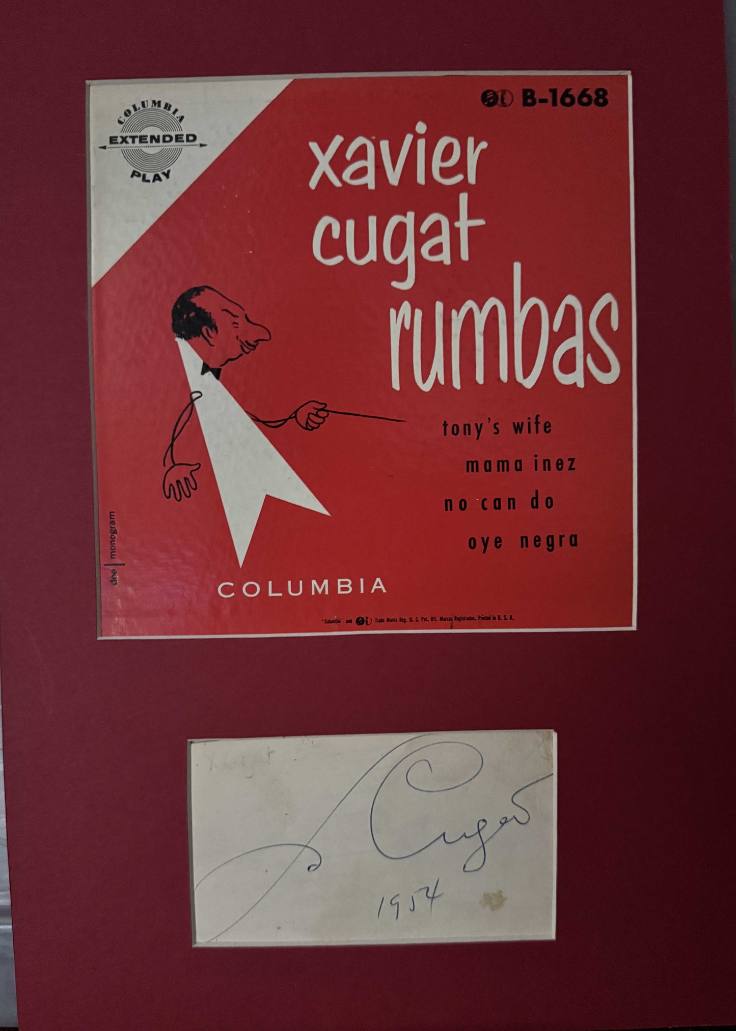 Xavier Cugat - Matted Autograph - 9x13
